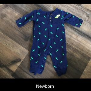 Newborn dinosaur open toed pj’s/ long leg onesie
